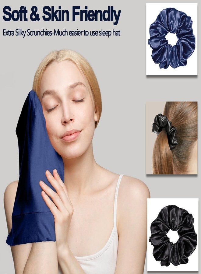 Roybens 2pcs Sleep Cap Bonnet for Sleeping, Adjustable Cooling Ice Silk Lined Hair Bonnets for Natural Curly Braids Beanie Hat Women Men - Image 4